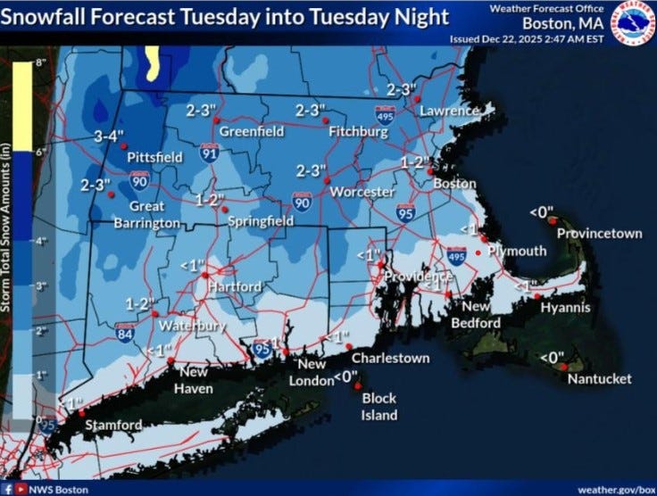 Белое Рождество? Снег, как ожидается, переедет в Центральную мессу.