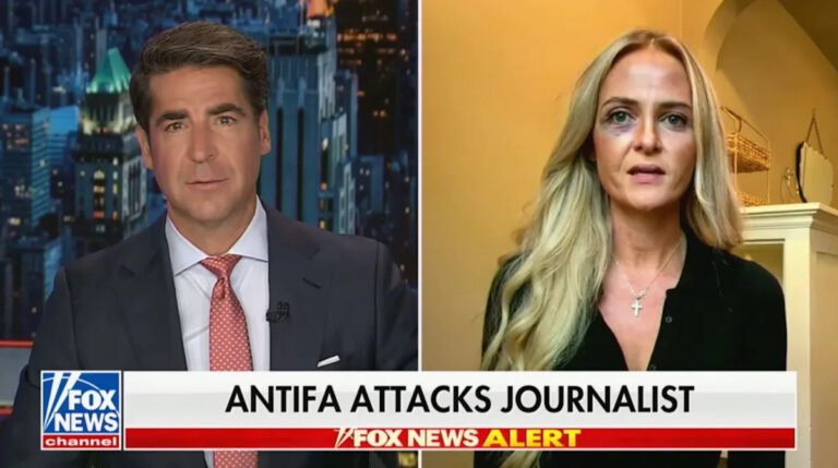 Журналистка Кэти Дэвискур Спортс Блэк Глаз на Fox News после того, как она была атакована «Антифа-аффилированным протестующим»
