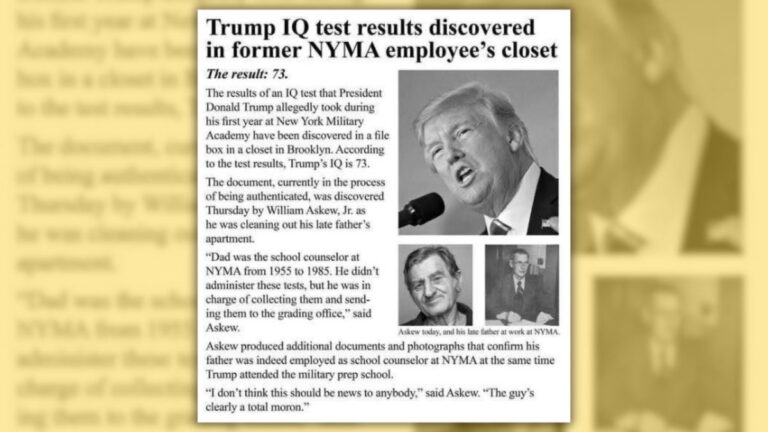 Трамп не набрал 73 балла по тесту IQ за 1-й год в Военной академии Нью-Йорка