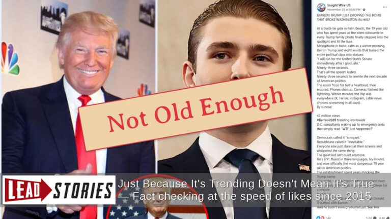 Бэррон Трамп не объявил о том, что 2028 год будет сенатом, и он слишком молод, чтобы служить в сенате