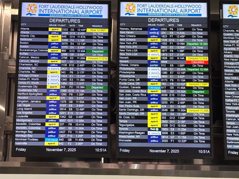 После выходных хаоса задержки в аэропортах, отмена рейсов замедляются в PBI и Форт-Лодердейле.
