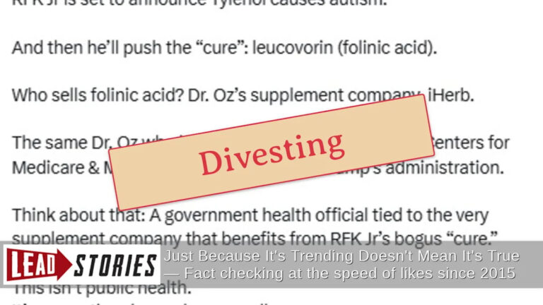 Проверка фактов: доктор Оз не получит прибыль от iHerb, когда FDA Трампа рекомендует Лейковорин для лечения аутизма — Oz продал акции, ушел в отставку