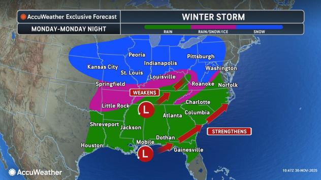 Несколько снежных бурь обрушится на северо-восток, долину Огайо в начале декабря