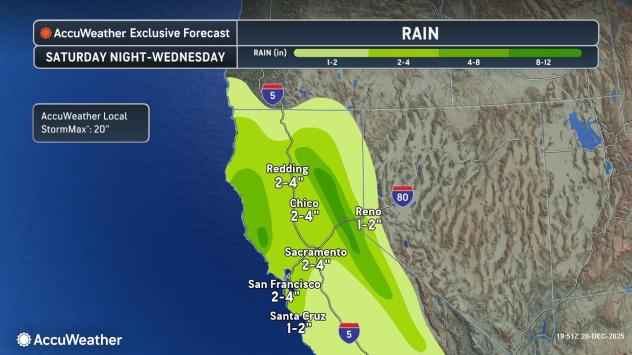 Сильный дождь, наводнения от тихоокеанских штормов, чтобы сосредоточиться на Калифорнии, ведущей к Рождеству