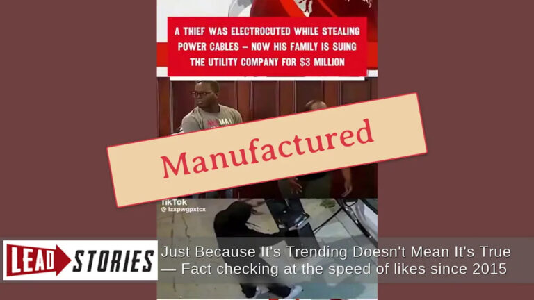 Проверка фактов: костюм на 3 миллиона долларов от семьи человека, который умер, пытаясь украсть провода зарядного устройства для электромобилей — фальшивое дело, фальшивое видео