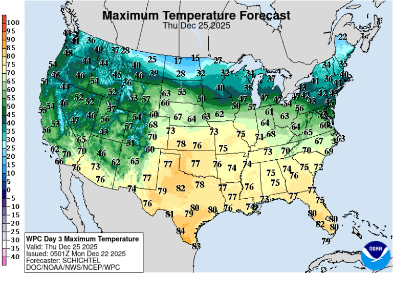Пасхальная погода на Рождество? Рекордный прогноз тепла на этой неделе по США.