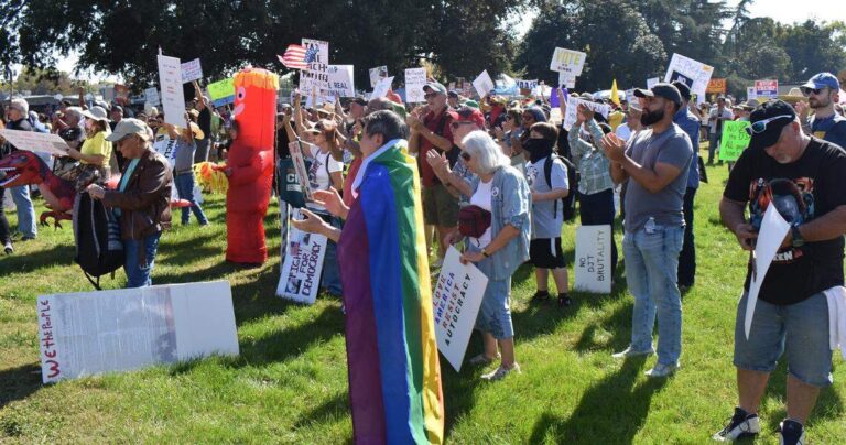 Второй протест «Нет королей» собрал более 1000 человек в парке Стендифорд в Модесто