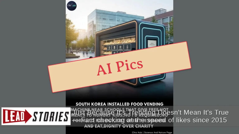 Изображения «продовольственных торговых автоматов», используемых для кормления «голодных детей» возле школ Южной Кореи, не показывают реальной программы школьного обеда