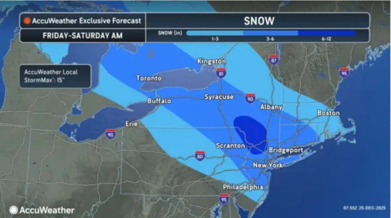 Зимний шторм, который обрушится на Нью-Джерси завтра с 4-8 дюймами снега, спой.