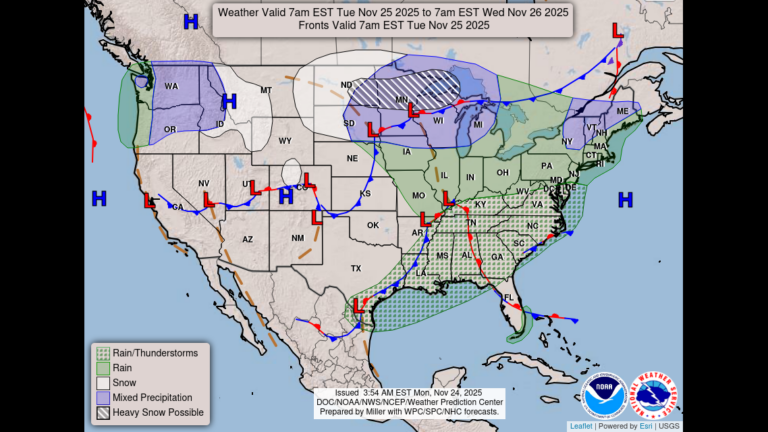 Дождливая, холодная неделя благодарения в Канзас-Сити может повлиять на путешествия?
